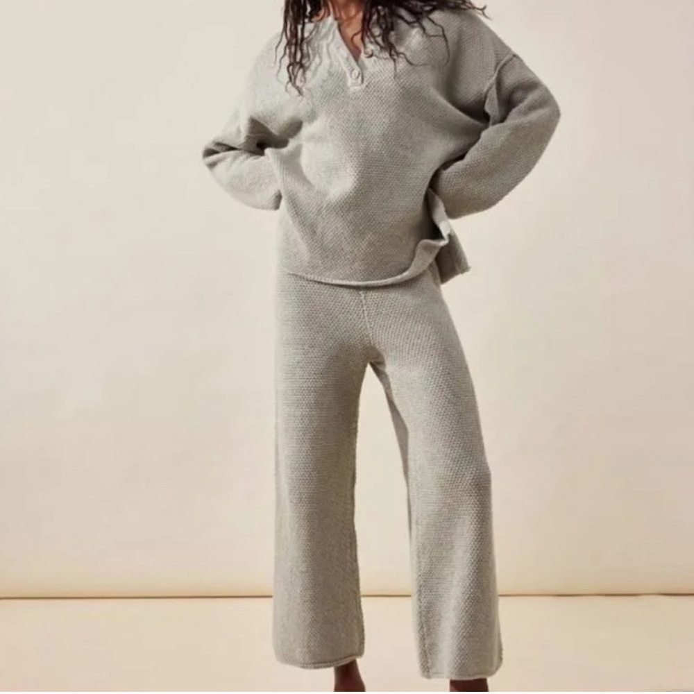 Free People Hailee Sweater Set - M - color: salt water khaki